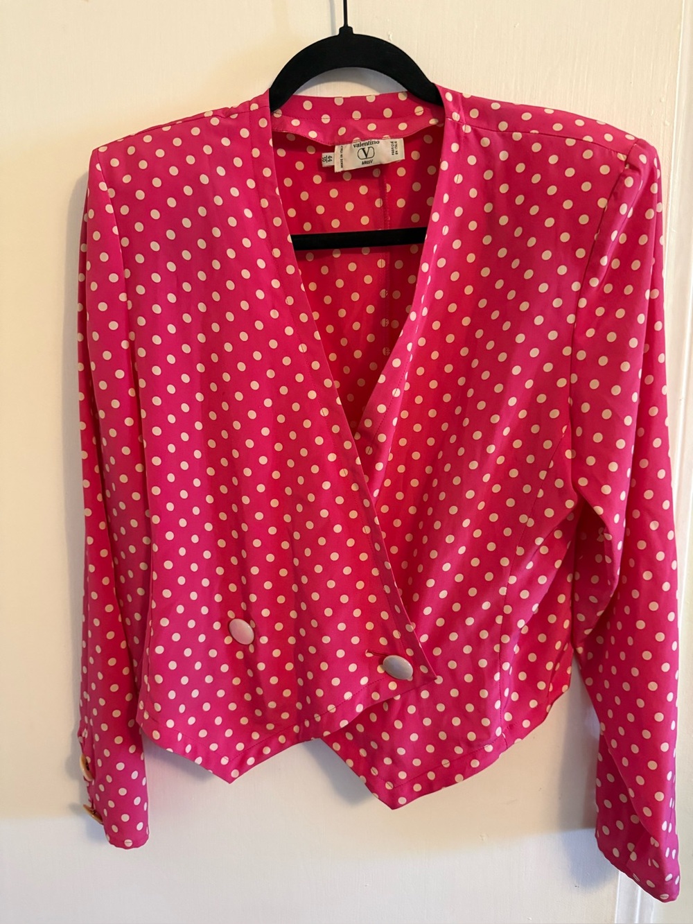 Vintage Valentino “Miss V” Hot Pink Polka Dot Double breasted Blazer